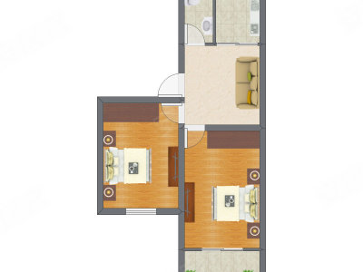 2室1厅 59.20平米户型图