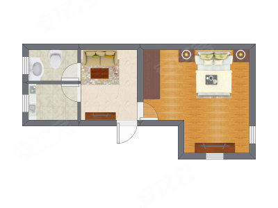 1室1厅 26.01平米户型图