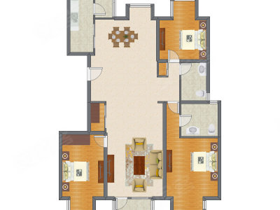 3室2厅 128.31平米