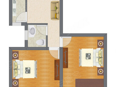 2室1厅 62.70平米