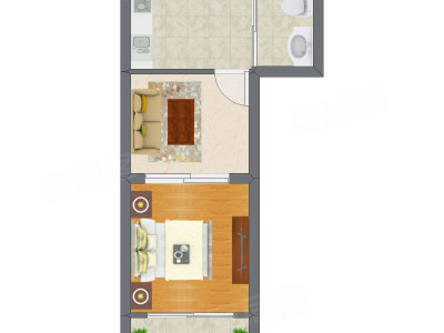 1室1厅 42.30平米户型图