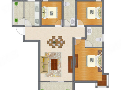 3室2厅 80.77平米