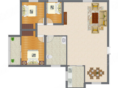 3室2厅 96.57平米