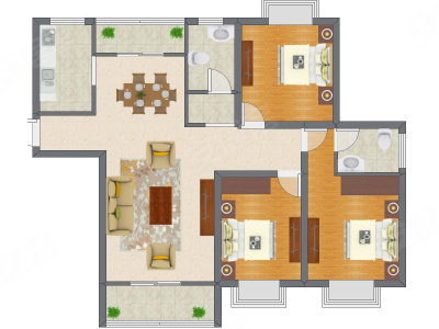 3室2厅 89.90平米