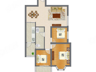 3室2厅 96.73平米户型图