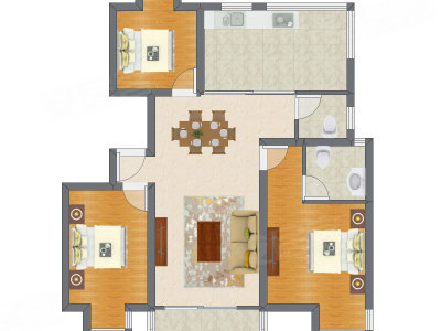 3室2厅 120.49平米户型图