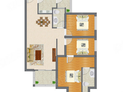 3室2厅 88.81平米