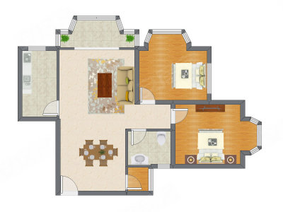 2室2厅 113.99平米户型图