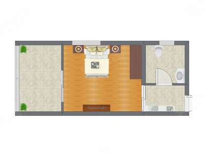 1室0厅 47.00平米户型图