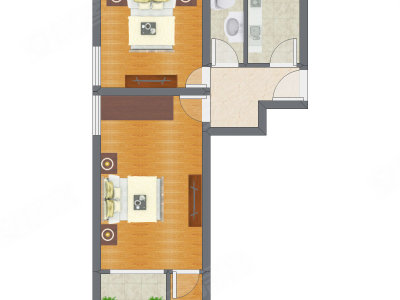 2室1厅 56.24平米户型图