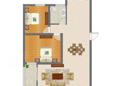 2室2厅 89.58平米户型图