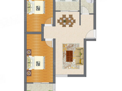 2室2厅 87.95平米户型图