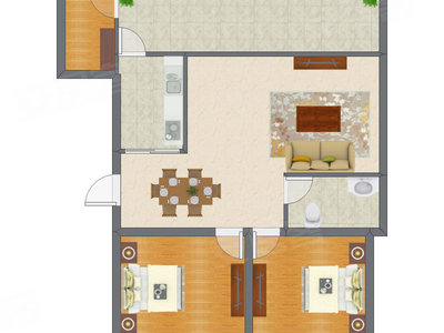 2室2厅 78.37平米户型图