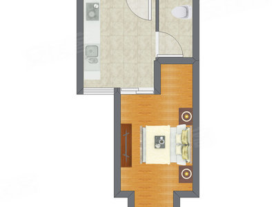 1室0厅 39.14平米户型图