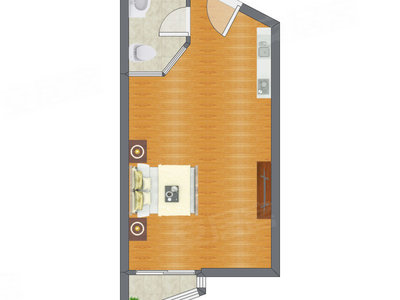 1室0厅 50.70平米户型图