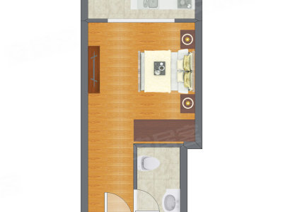 1室0厅 44.26平米户型图