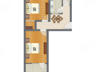 2室1厅 58.80平米户型图