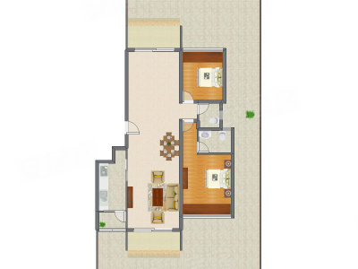 2室2厅 137.00平米户型图