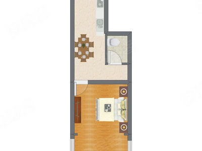 1室1厅 31.17平米户型图