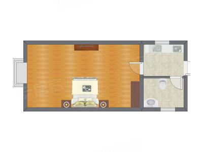1室1厅 42.90平米户型图