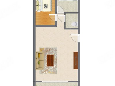 1室1厅 58.48平米