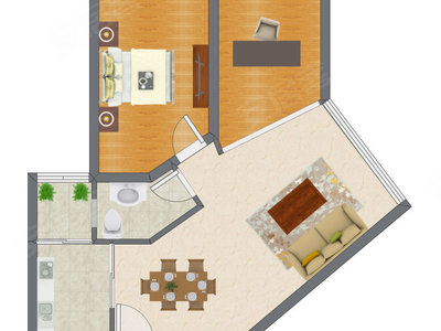 2室2厅 82.72平米户型图