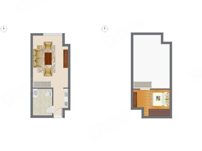 1室1厅 30.42平米户型图