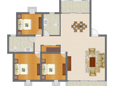 3室2厅 108.29平米户型图