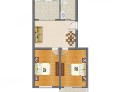 2室2厅 79.70平米户型图