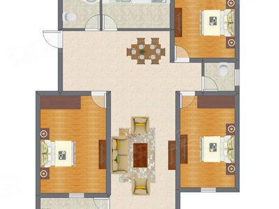 3室2厅 123.00平米