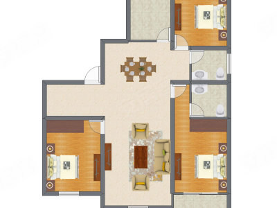3室2厅 102.07平米户型图