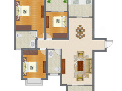 3室2厅 100.31平米