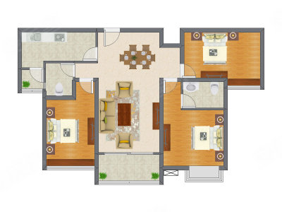 3室2厅 87.45平米户型图