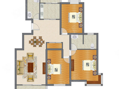 3室2厅 121.56平米