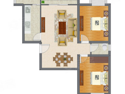 2室1厅 60.13平米