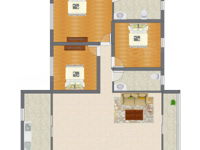 3室1厅 146.00平米户型图