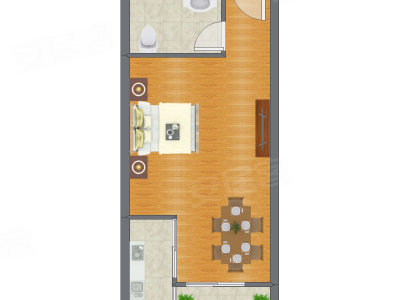 1室0厅 53.65平米户型图