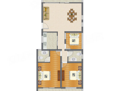3室2厅 113.45平米户型图