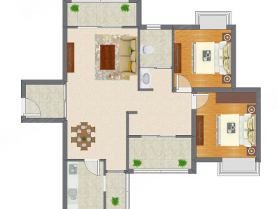 2室2厅 95.65平米