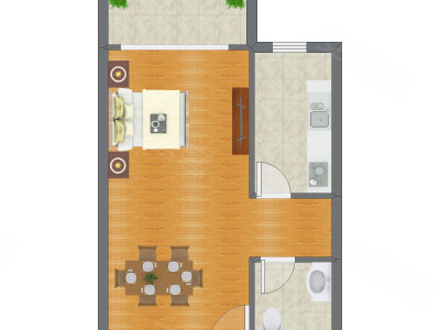 1室0厅 52.39平米
