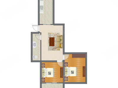 2室1厅 73.21平米户型图