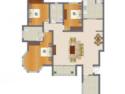 3室2厅 166.57平米户型图