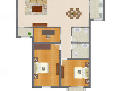 2室2厅 101.05平米户型图