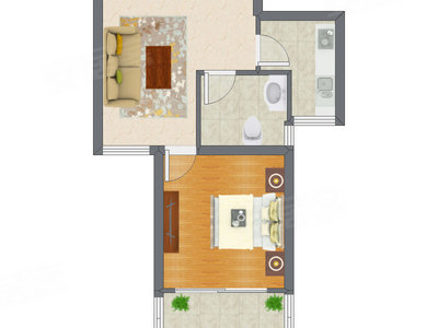 1室1厅 55.38平米