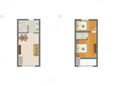 2室2厅 43.02平米
