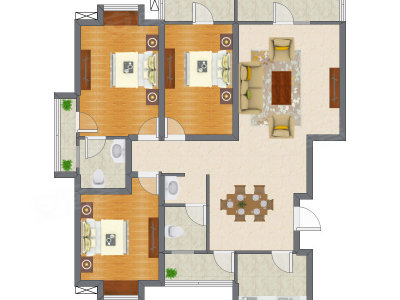 3室2厅 128.69平米