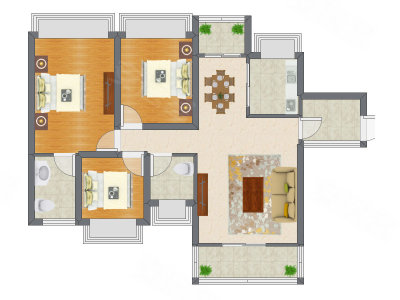 3室2厅 95.72平米