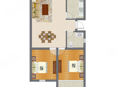 2室2厅 92.27平米户型图