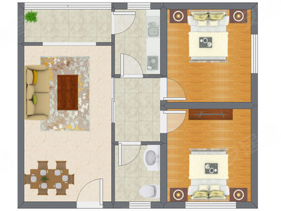 2室2厅 80.65平米
