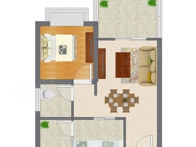 1室1厅 41.18平米户型图